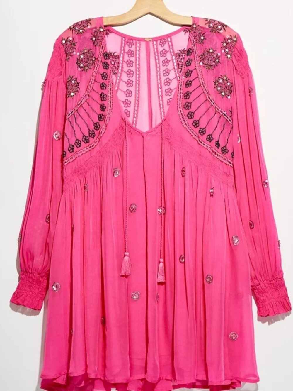 Free People Pink Beaded Mini Dress
